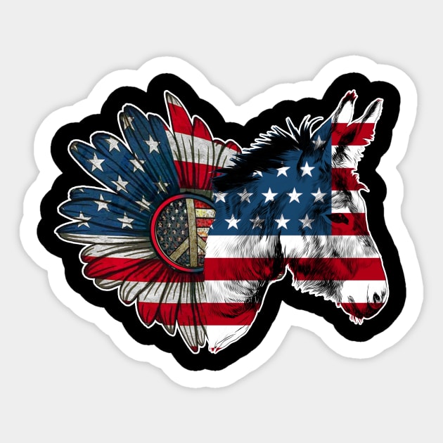 Heart Sunflower Donkey USA Flag Firework 4th Of July Sticker by Kaileymahoney